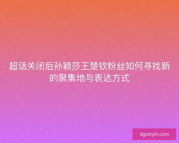 超话关闭后孙颖莎王楚钦粉丝如何寻找新的聚集地与表达方式