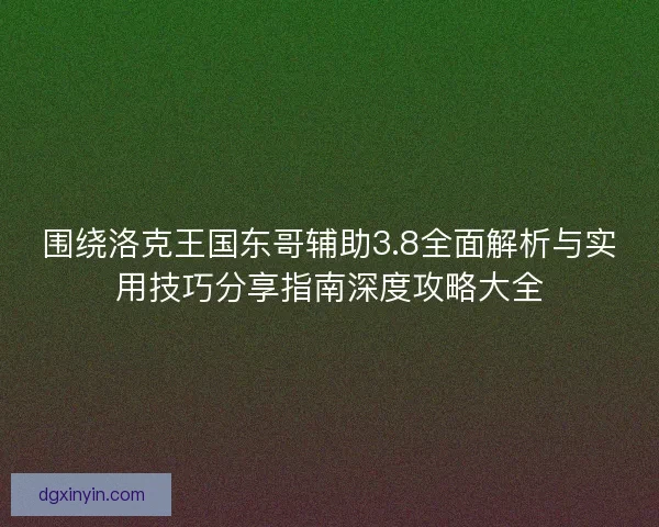围绕洛克王国东哥辅助3.8全面解析与实用技巧分享指南深度攻略大全
